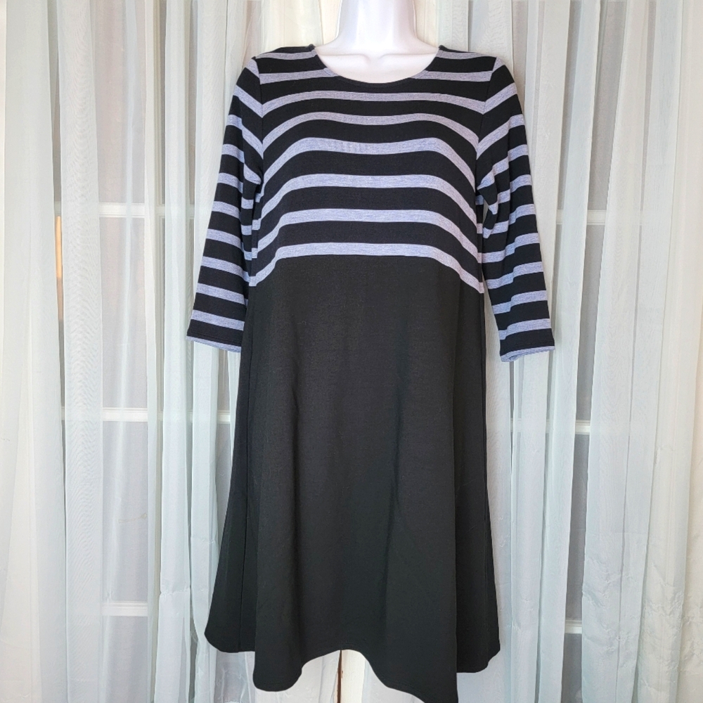 J. Jill Wearever Midi Dress Sz XSP Empire Waist Sheath 3/4 Sleeve Soft Stretch